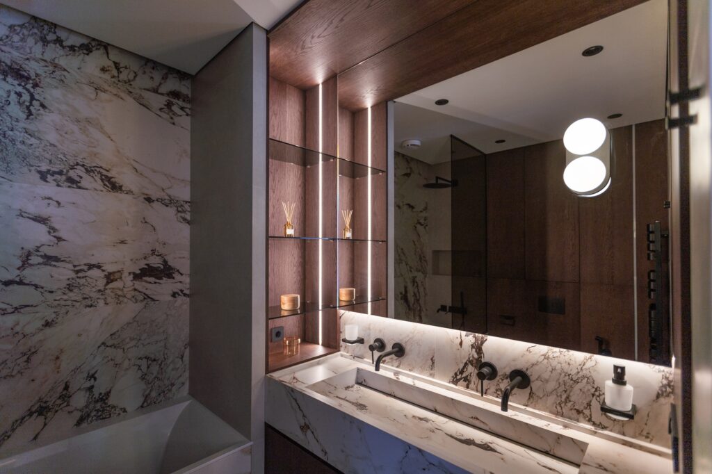 Modern Bathroom Interior in a Luxury Flat Hotel