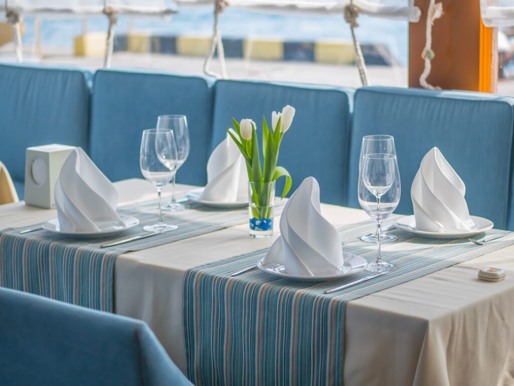 Restaurant table with decorations